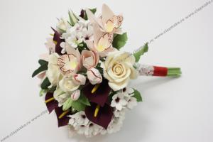 Свадебный букет с орхидеями и розами