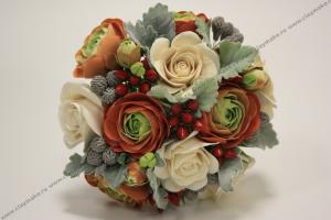 Свадебный букет с нарциссами, розами и гиацинтами
