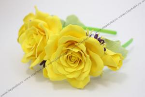 Ободок с желтыми розами